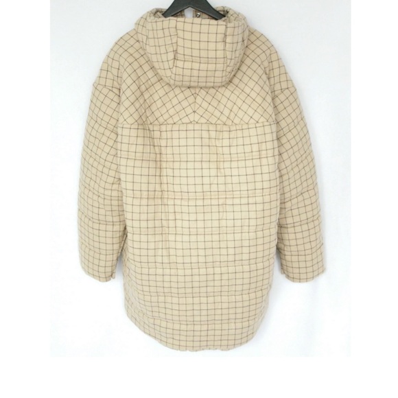 A.W.A.K.E Mode Oversized Checked Hooded Puffer Jacket  Coat - Picture 8 of 11